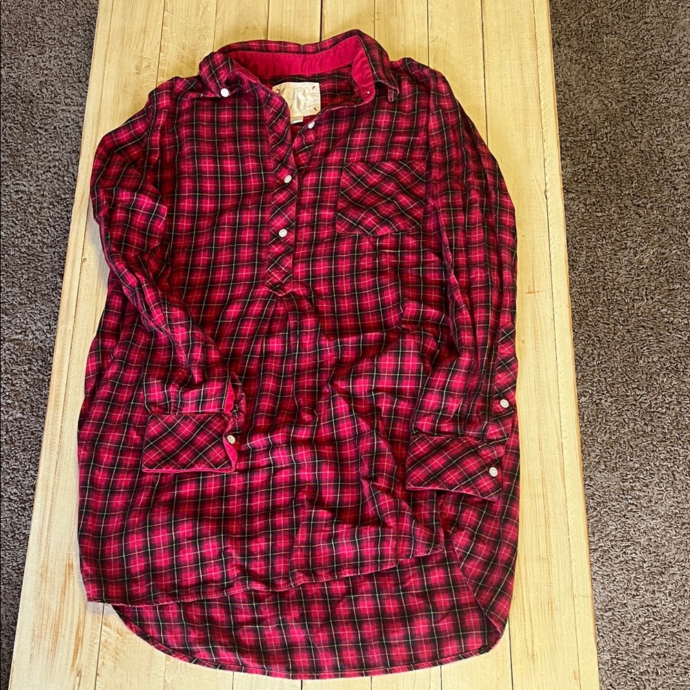 Victoria's Secret Red and Black Plaid Nightshirt